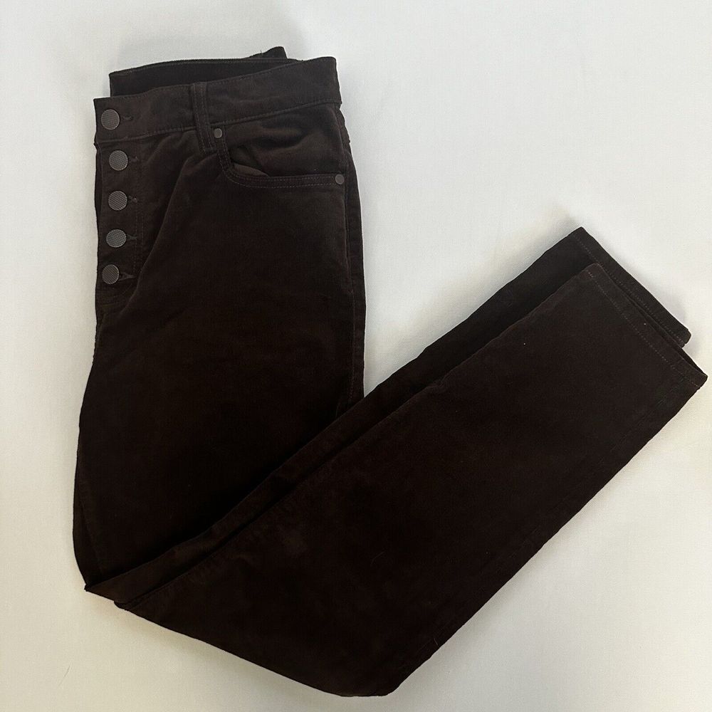Cabo Brown Womens 4319 Corduroy Pants 12 Brown Velvet Button Fly Stretch Ankle